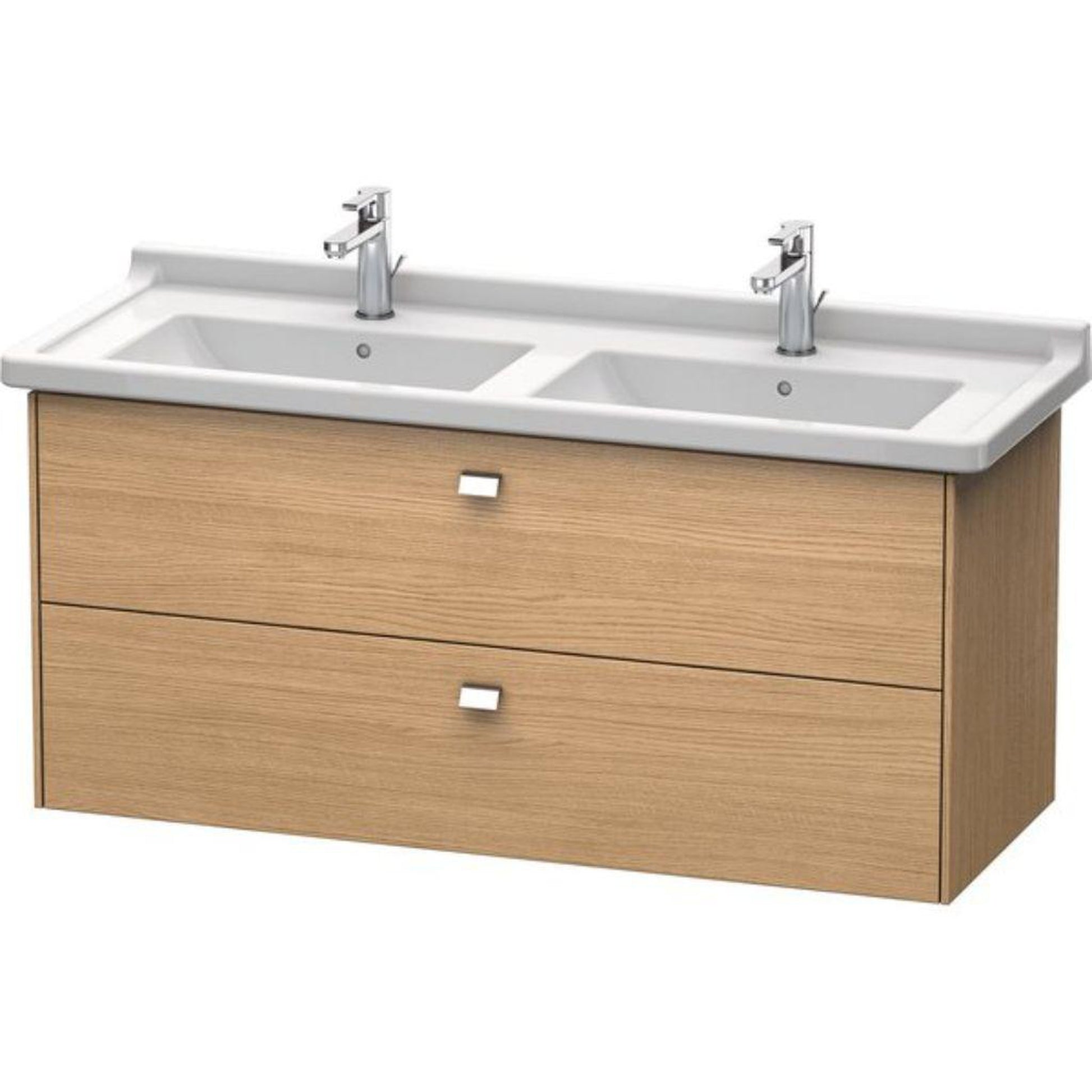 Duravit Brioso BR41440 48" x 22" x 18" Two Drawer Wall-Mount Vanity Unit in European Oak and Chrome Handle
