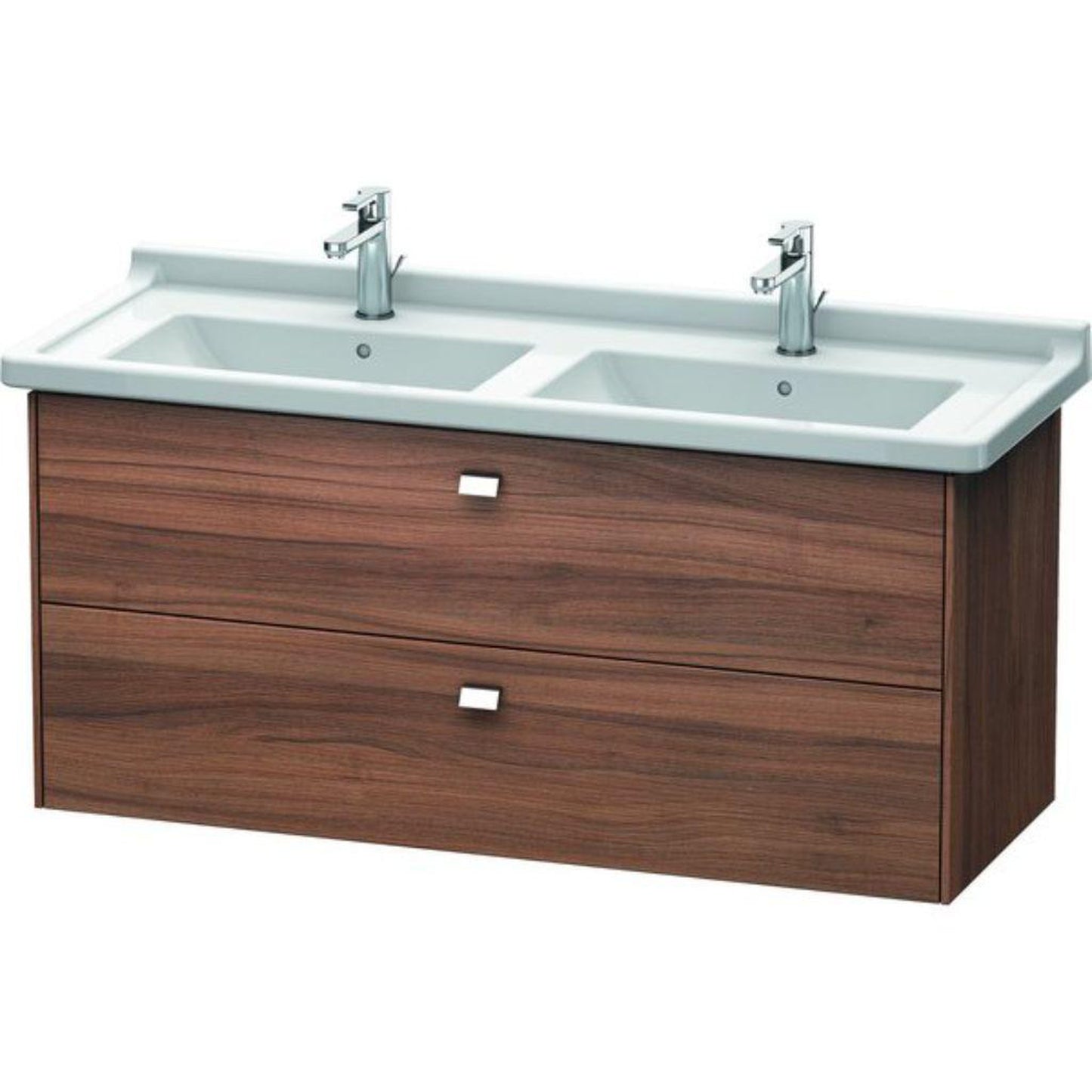 Duravit Brioso BR41440 48" x 22" x 18" Two Drawer Wall-Mount Vanity Unit in Natural Walnut and Chrome Handle