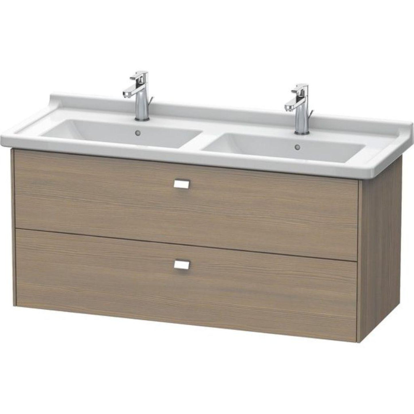 Duravit Brioso BR41440 48" x 22" x 18" Two Drawer Wall-Mount Vanity Unit in Oak Terra and Chrome Handle