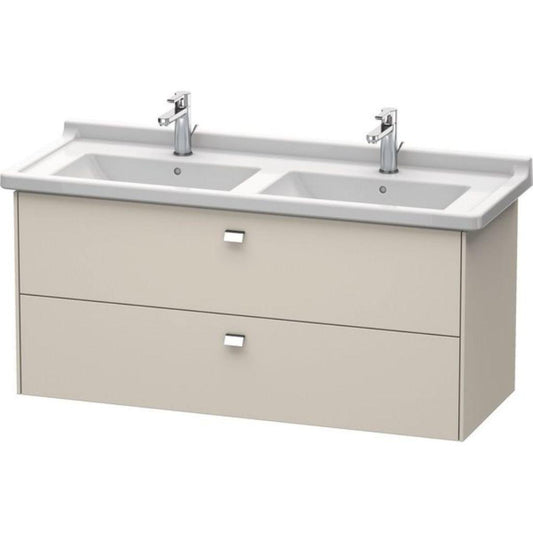 Duravit Brioso BR41440 48" x 22" x 18" Two Drawer Wall-Mount Vanity Unit in Taupe and Chrome Handle
