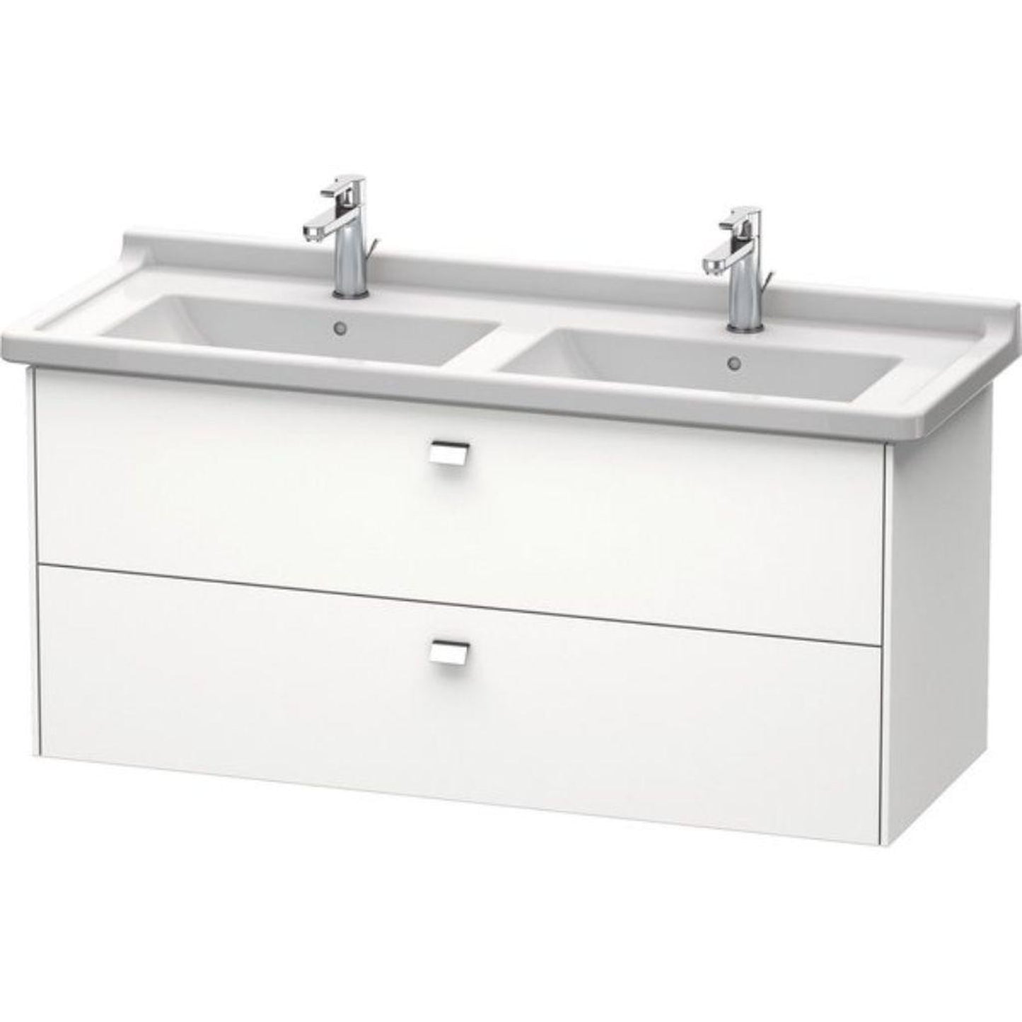 Duravit Brioso BR41440 48" x 22" x 18" Two Drawer Wall-Mount Vanity Unit in White Matt and Chrome Handle