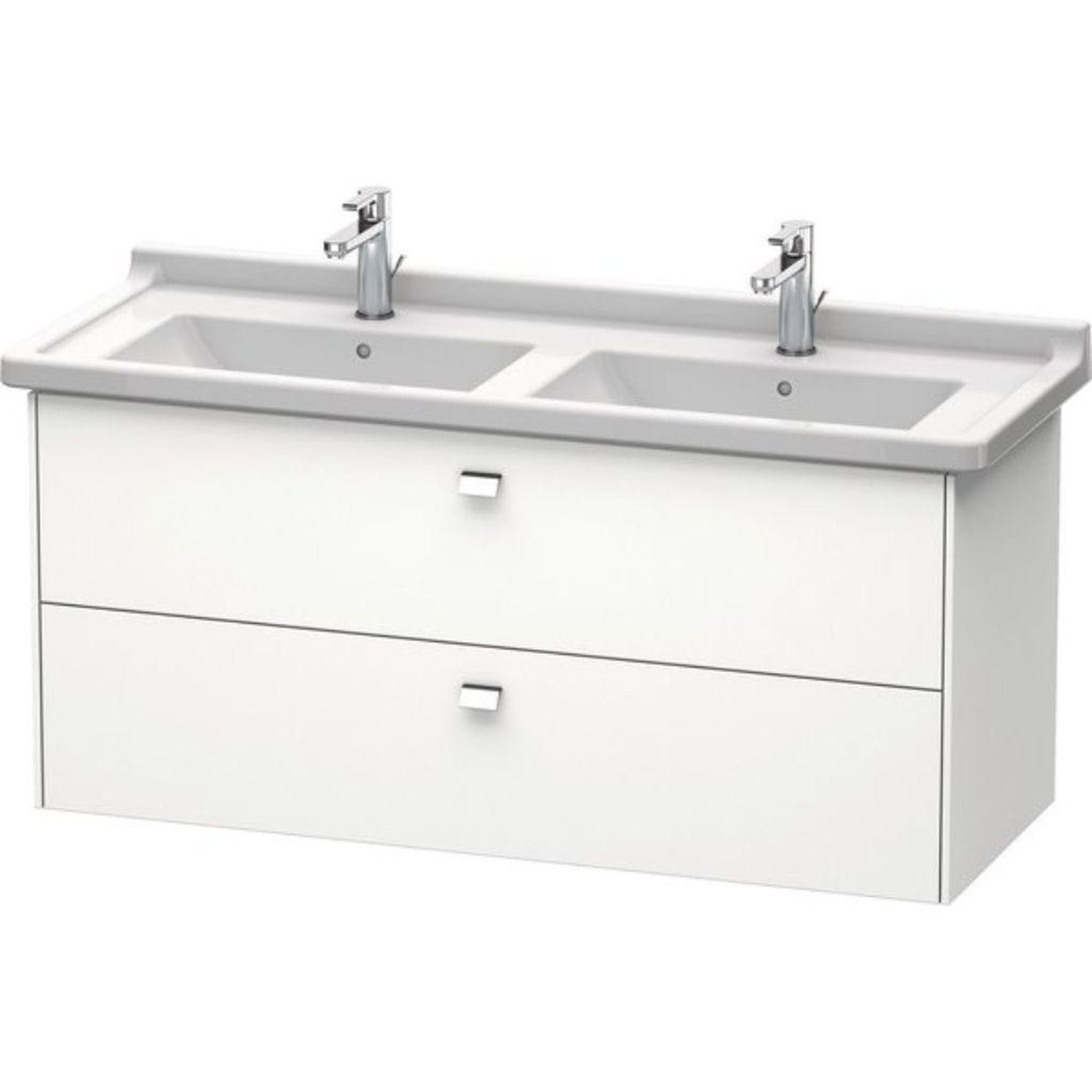 Duravit Brioso BR41440 48" x 22" x 18" Two Drawer Wall-Mount Vanity Unit in White Matt and Chrome Handle