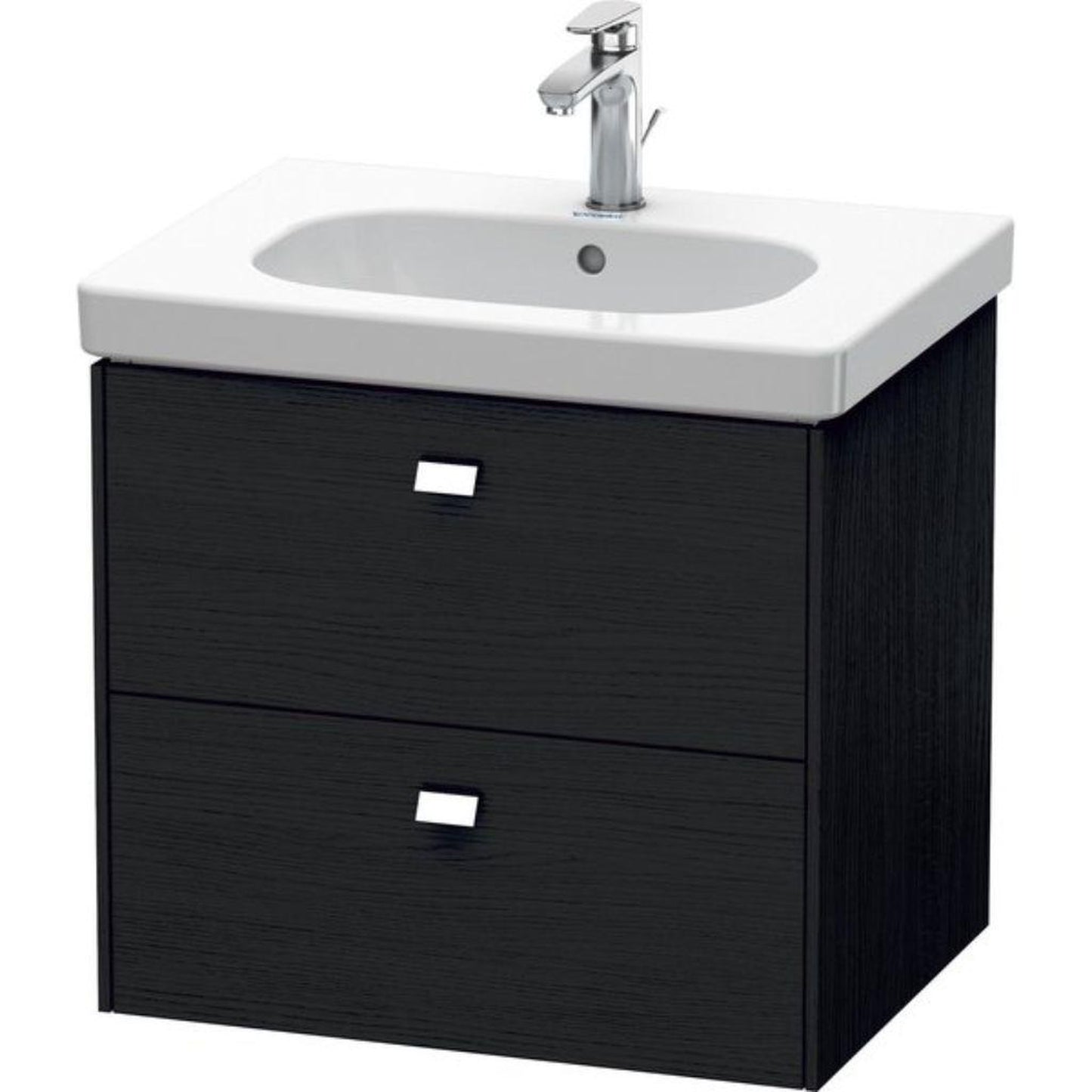 Duravit Brioso BR41450 24" x 22" x 18" Two Drawer Wall-Mount Vanity Unit in Black Oak and Chrome Handle