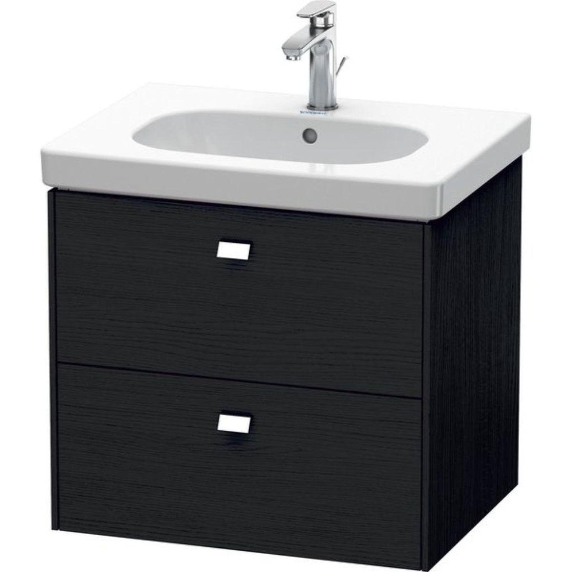 Duravit Brioso BR41450 24" x 22" x 18" Two Drawer Wall-Mount Vanity Unit in Black Oak and Chrome Handle