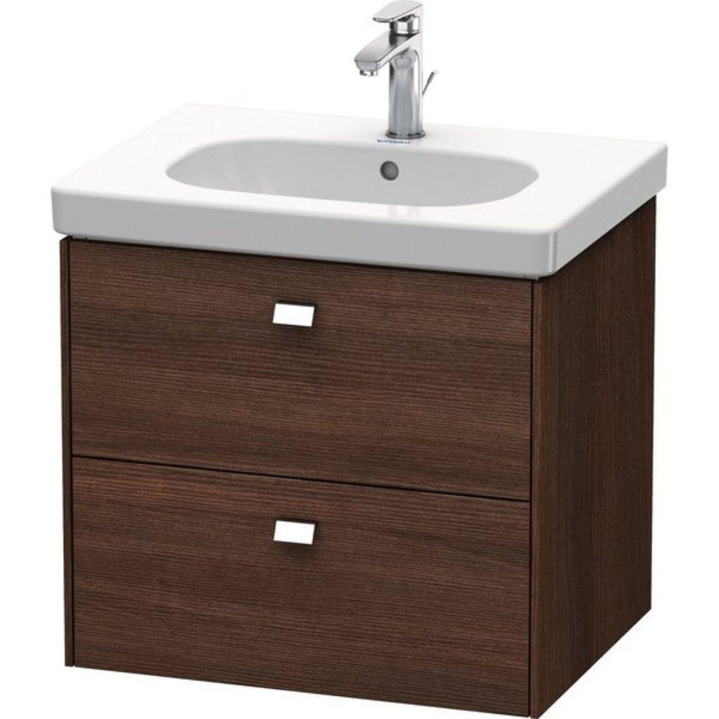 Duravit Brioso BR41450 24" x 22" x 18" Two Drawer Wall-Mount Vanity Unit in Chestnut Dark and Chrome Handle