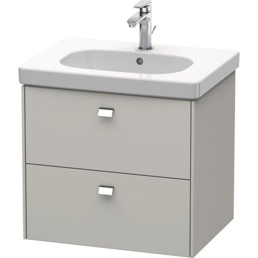 Duravit Brioso BR41450 24" x 22" x 18" Two Drawer Wall-Mount Vanity Unit in Concrete Grey Matt and Chrome Handle