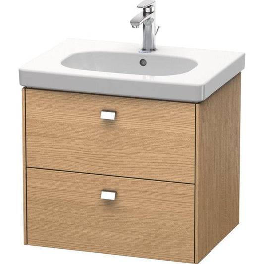 Duravit Brioso BR41450 24" x 22" x 18" Two Drawer Wall-Mount Vanity Unit in European Oak and Chrome Handle
