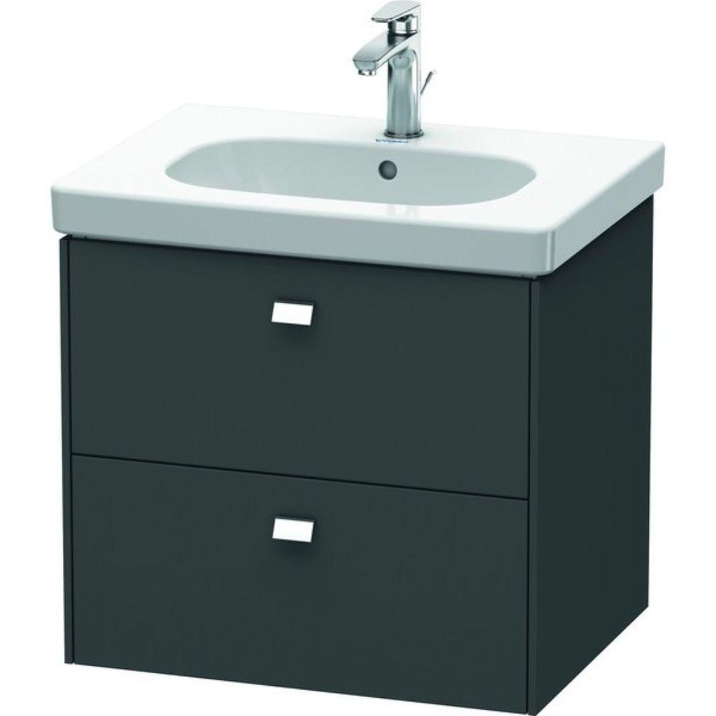 Duravit Brioso BR41450 24" x 22" x 18" Two Drawer Wall-Mount Vanity Unit in Graphite Matt and Chrome Handle