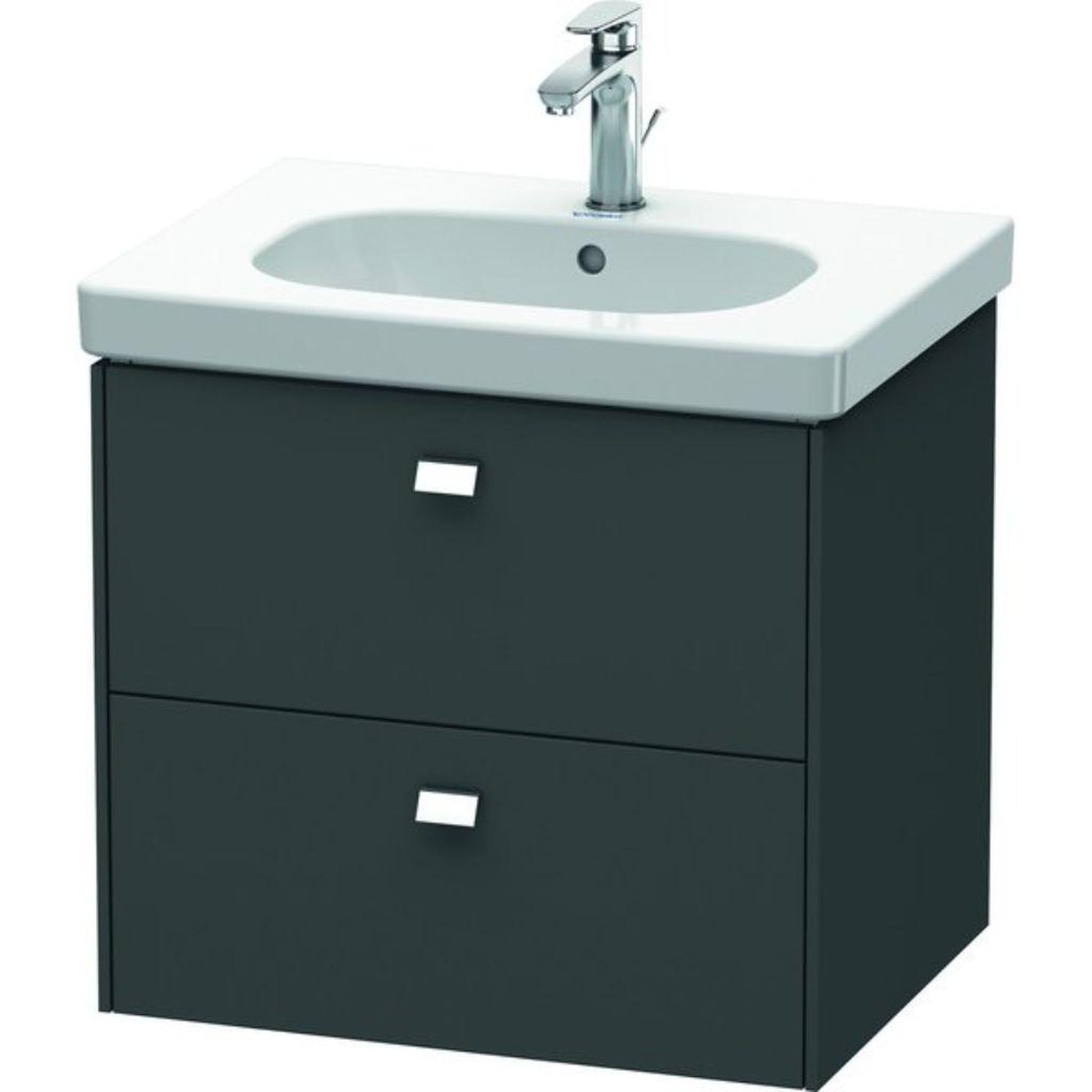 Duravit Brioso BR41450 24" x 22" x 18" Two Drawer Wall-Mount Vanity Unit in Graphite Matt and Chrome Handle