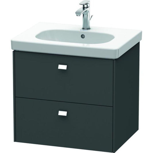 Duravit Brioso BR41450 24" x 22" x 18" Two Drawer Wall-Mount Vanity Unit in Graphite Matt and Chrome Handle