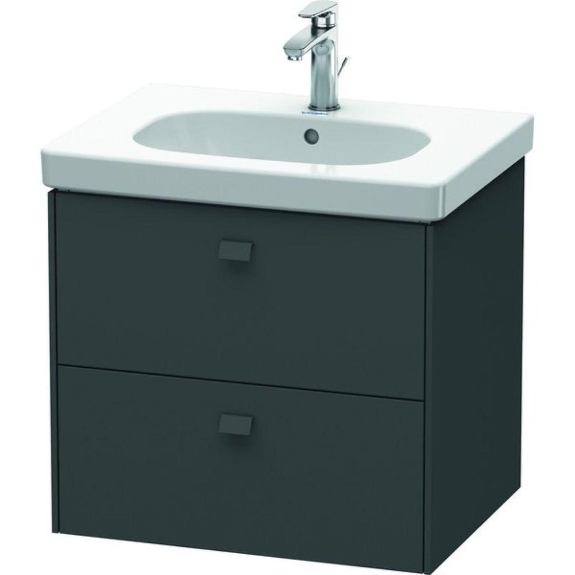 Duravit Brioso BR41450 24" x 22" x 18" Two Drawer Wall-Mount Vanity Unit in Graphite Matt