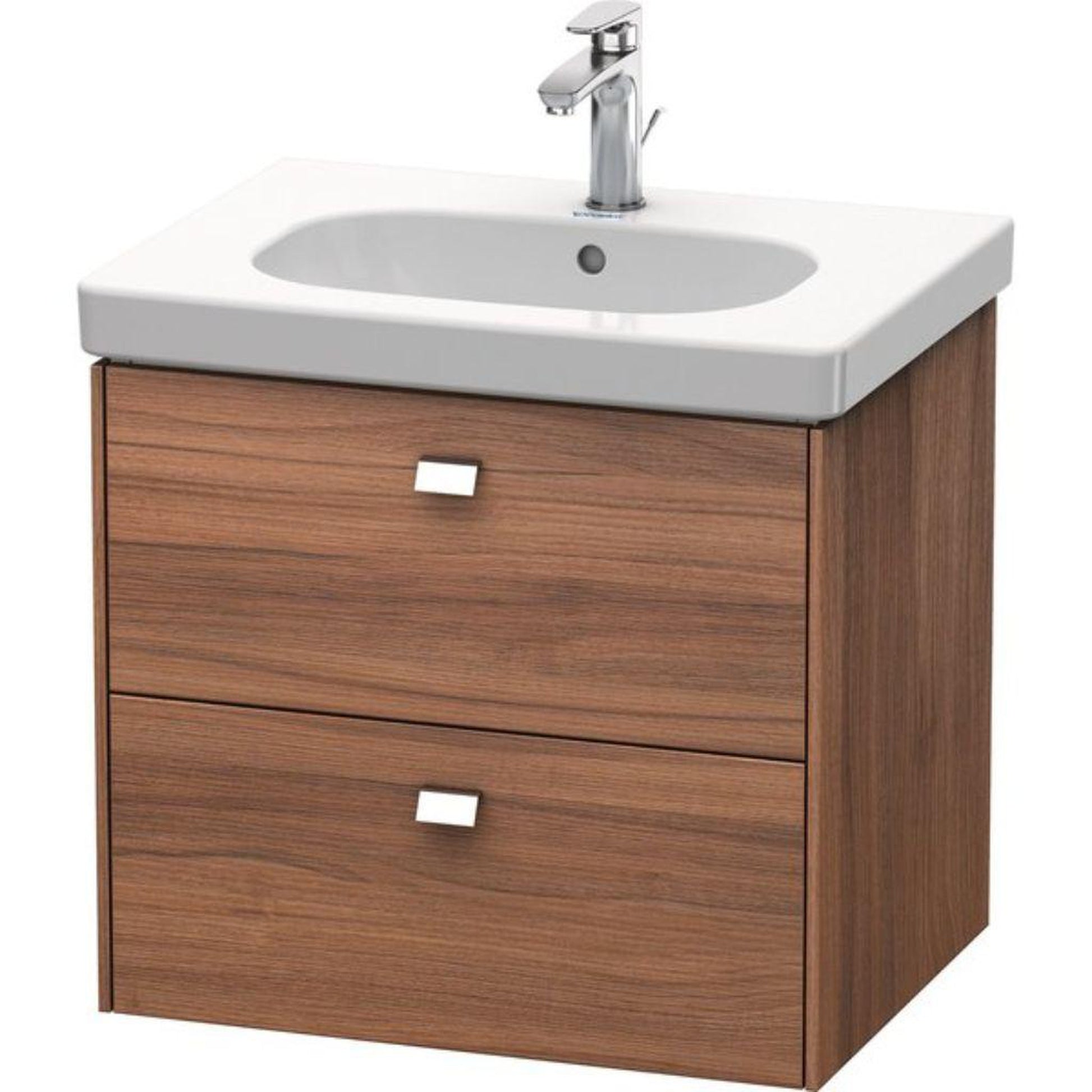 Duravit Brioso BR41450 24" x 22" x 18" Two Drawer Wall-Mount Vanity Unit in Natural Walnut and Chrome Handle