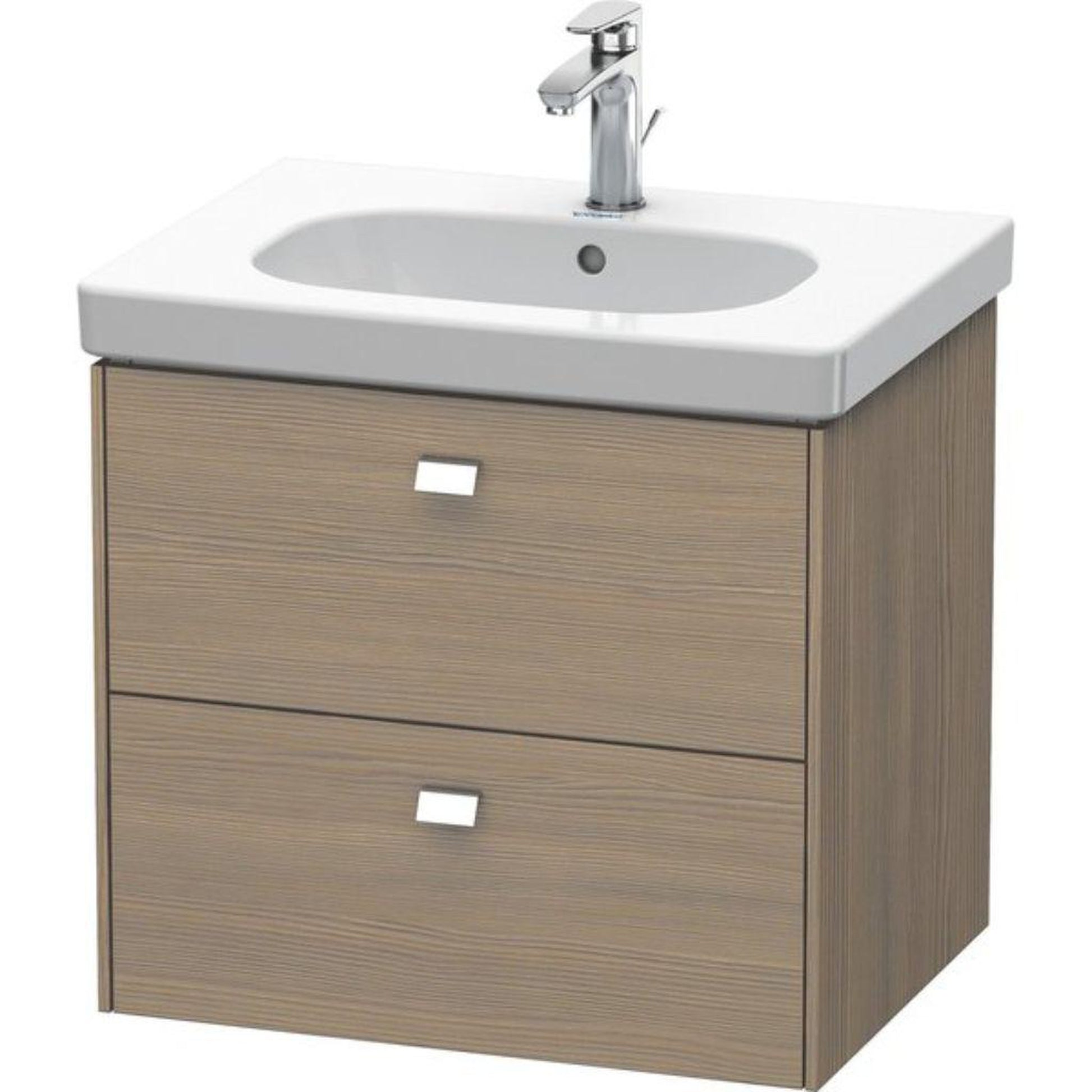 Duravit Brioso BR41450 24" x 22" x 18" Two Drawer Wall-Mount Vanity Unit in Oak Terra and Chrome Handle