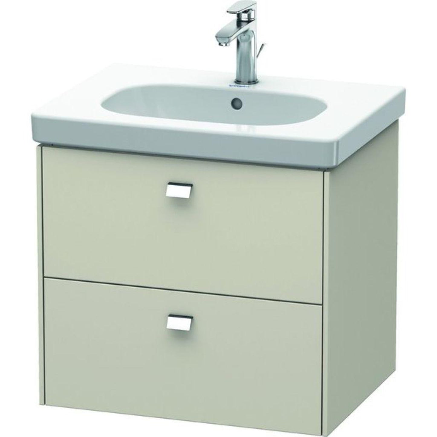 Duravit Brioso BR41450 24" x 22" x 18" Two Drawer Wall-Mount Vanity Unit in Taupe and Chrome Handle