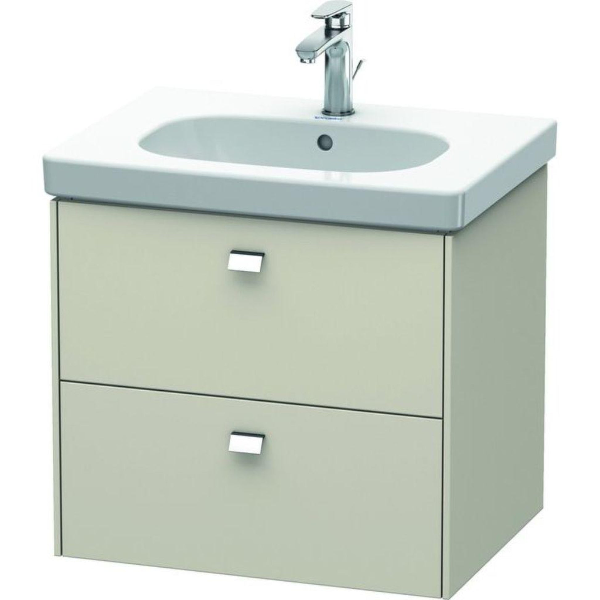Duravit Brioso BR41450 24" x 22" x 18" Two Drawer Wall-Mount Vanity Unit in Taupe and Chrome Handle