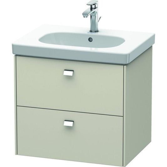 Duravit Brioso BR41450 24" x 22" x 18" Two Drawer Wall-Mount Vanity Unit in Taupe and Chrome Handle