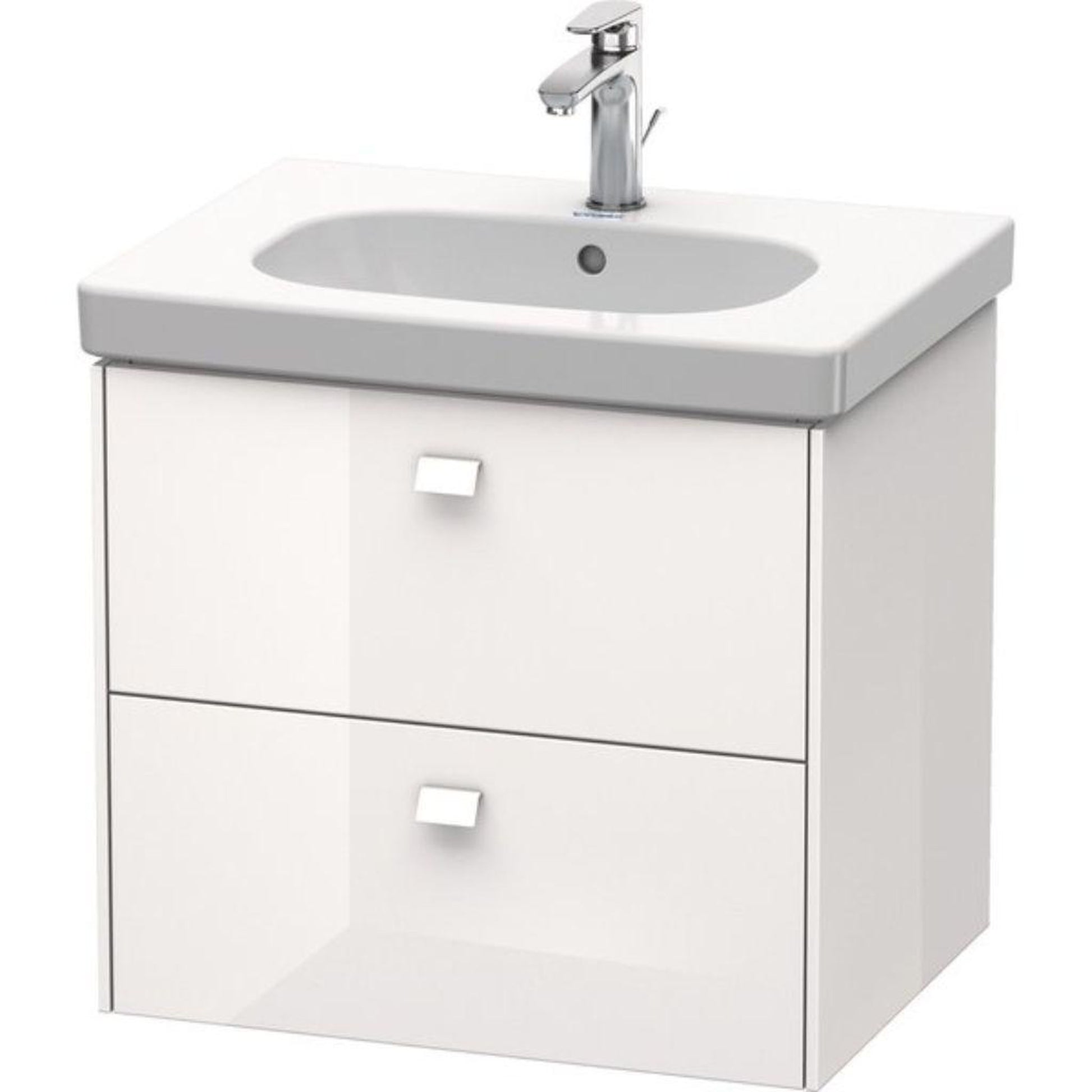Duravit Brioso BR41450 24" x 22" x 18" Two Drawer Wall-Mount Vanity Unit in White High Gloss