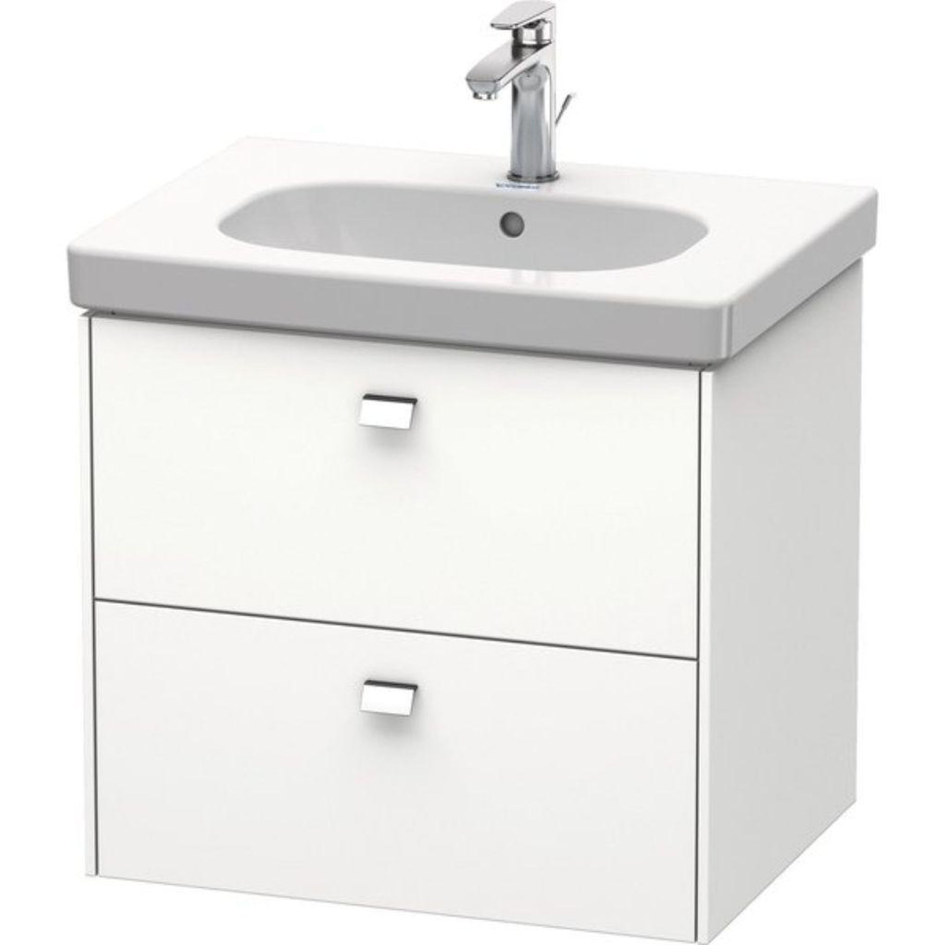Duravit Brioso BR41450 24" x 22" x 18" Two Drawer Wall-Mount Vanity Unit in White Matt and Chrome Handle