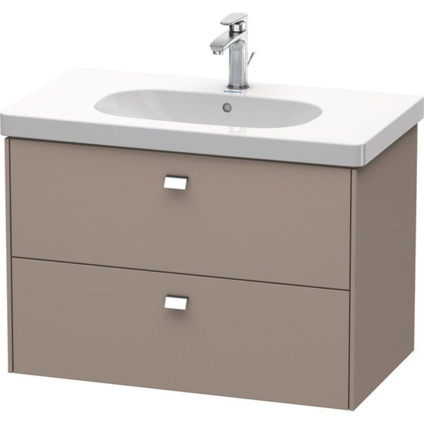 Duravit Brioso BR41460 32" x 22" x 18" Two Drawer Wall-Mount Vanity Unit in Basalt Matt and Chrome Handle