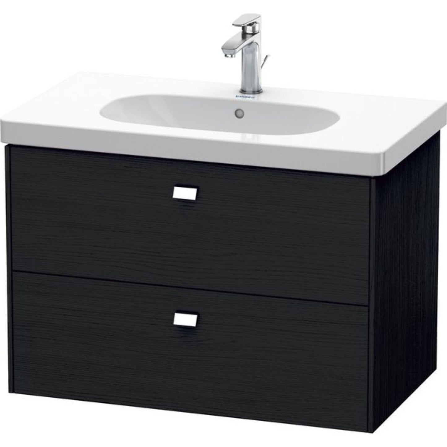 Duravit Brioso BR41460 32" x 22" x 18" Two Drawer Wall-Mount Vanity Unit in Black Oak and Chrome Handle