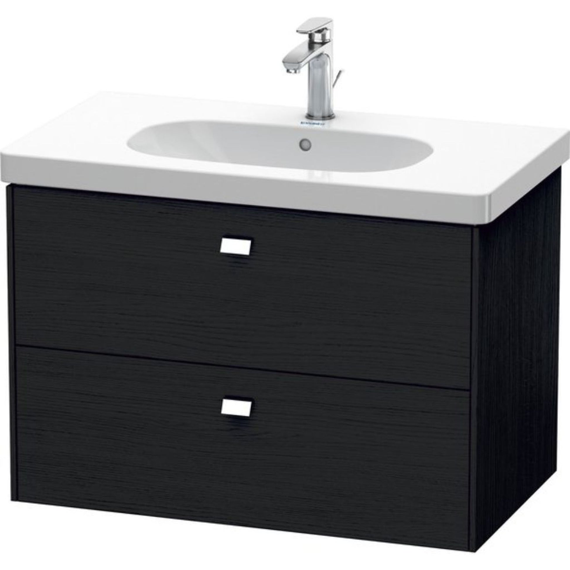 Duravit Brioso BR41460 32" x 22" x 18" Two Drawer Wall-Mount Vanity Unit in Black Oak and Chrome Handle