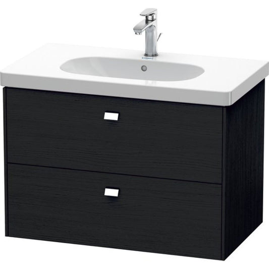 Duravit Brioso BR41460 32" x 22" x 18" Two Drawer Wall-Mount Vanity Unit in Black Oak and Chrome Handle