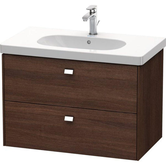 Duravit Brioso BR41460 32" x 22" x 18" Two Drawer Wall-Mount Vanity Unit in Chestnut Dark and Chrome Handle