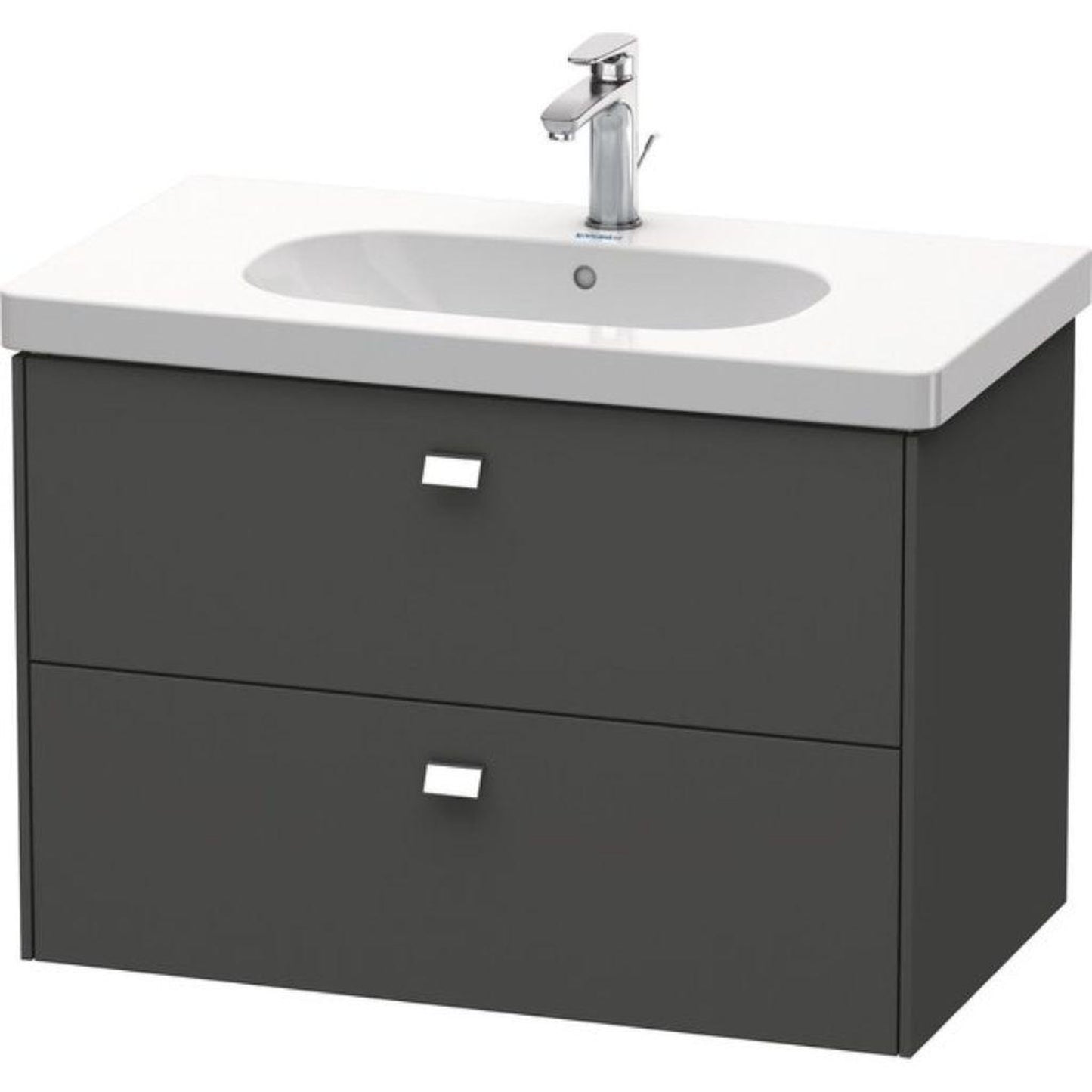 Duravit Brioso BR41460 32" x 22" x 18" Two Drawer Wall-Mount Vanity Unit in Graphite Matt and Chrome Handle