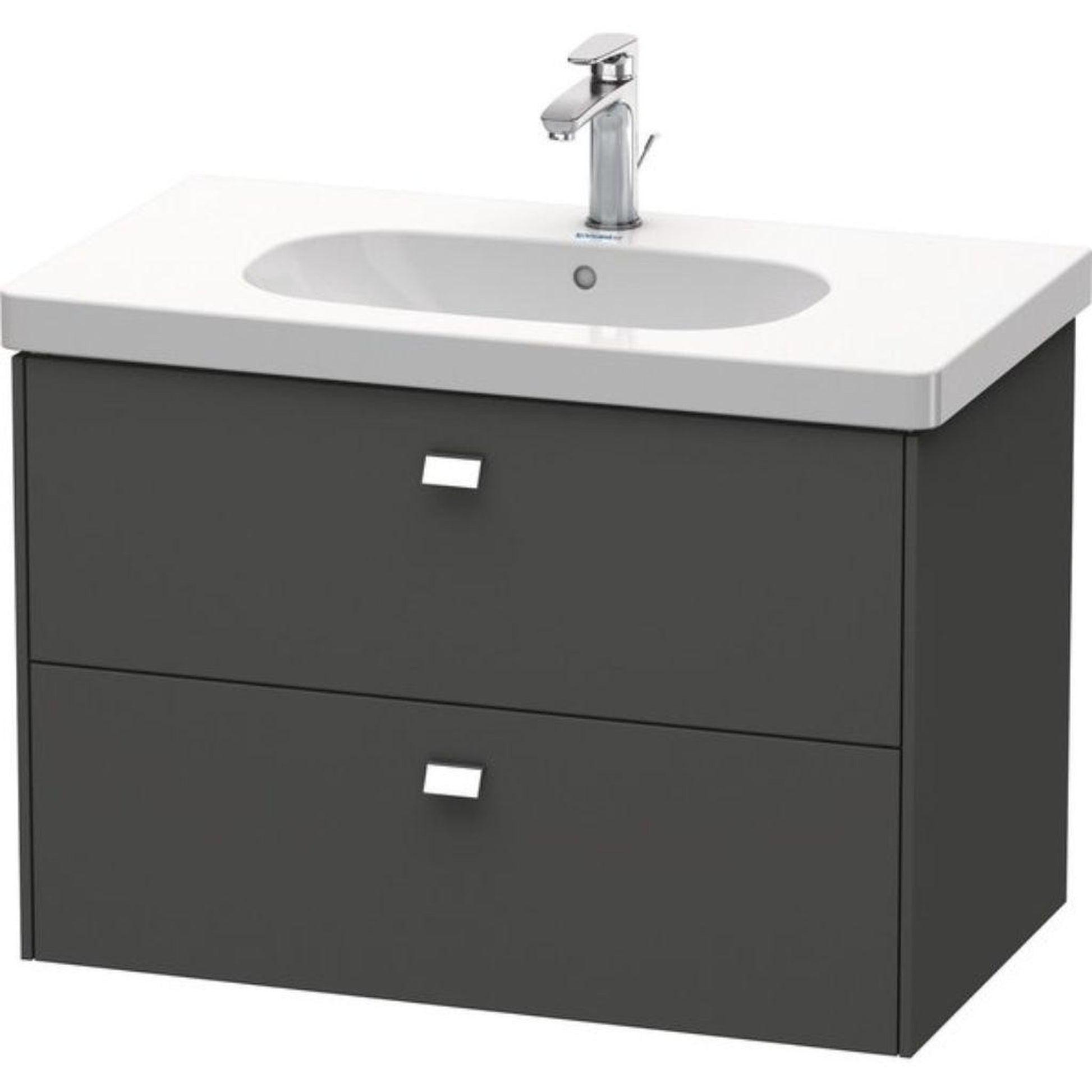 Duravit Brioso BR41460 32" x 22" x 18" Two Drawer Wall-Mount Vanity Unit in Graphite Matt and Chrome Handle