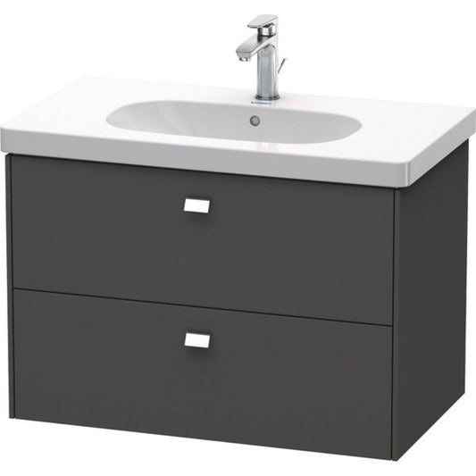 Duravit Brioso BR41460 32" x 22" x 18" Two Drawer Wall-Mount Vanity Unit in Graphite Matt and Chrome Handle