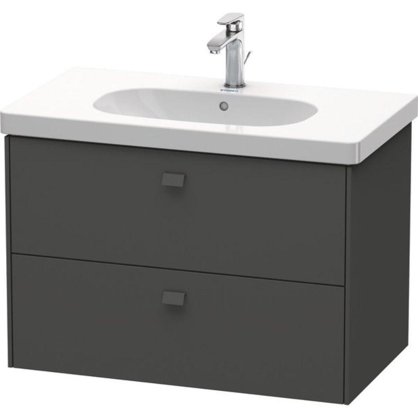 Duravit Brioso BR41460 32" x 22" x 18" Two Drawer Wall-Mount Vanity Unit in Graphite Matt