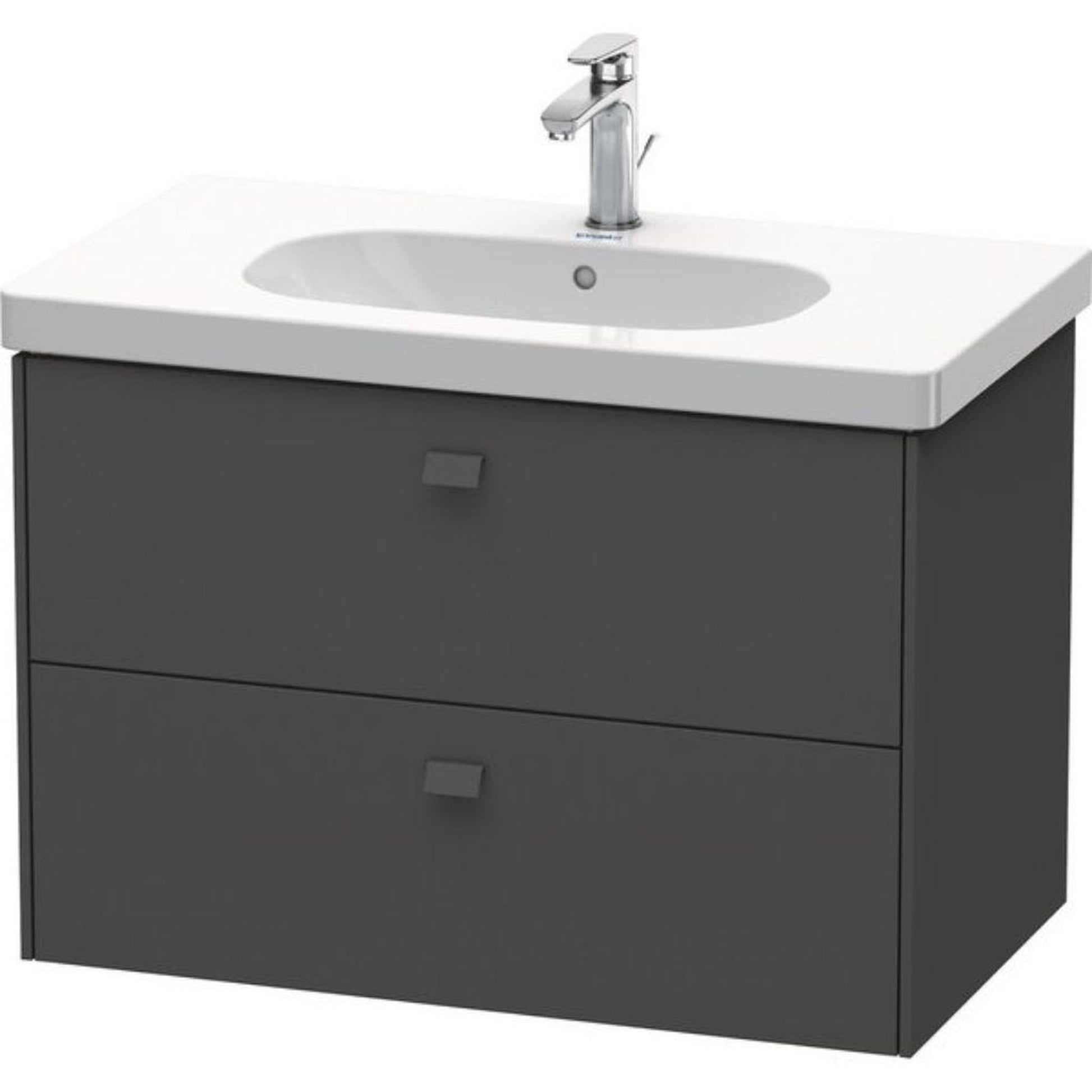Duravit Brioso BR41460 32" x 22" x 18" Two Drawer Wall-Mount Vanity Unit in Graphite Matt