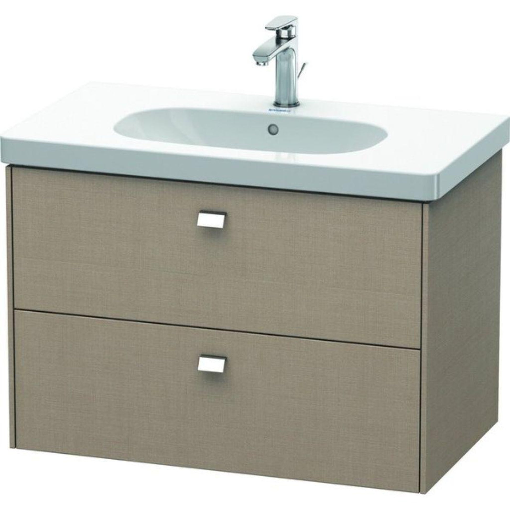 Duravit Brioso BR41460 32" x 22" x 18" Two Drawer Wall-Mount Vanity Unit in Linen and Chrome Handle