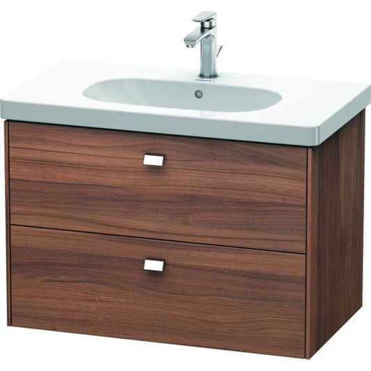 Duravit Brioso BR41460 32" x 22" x 18" Two Drawer Wall-Mount Vanity Unit in Natural Walnut and Chrome Handle