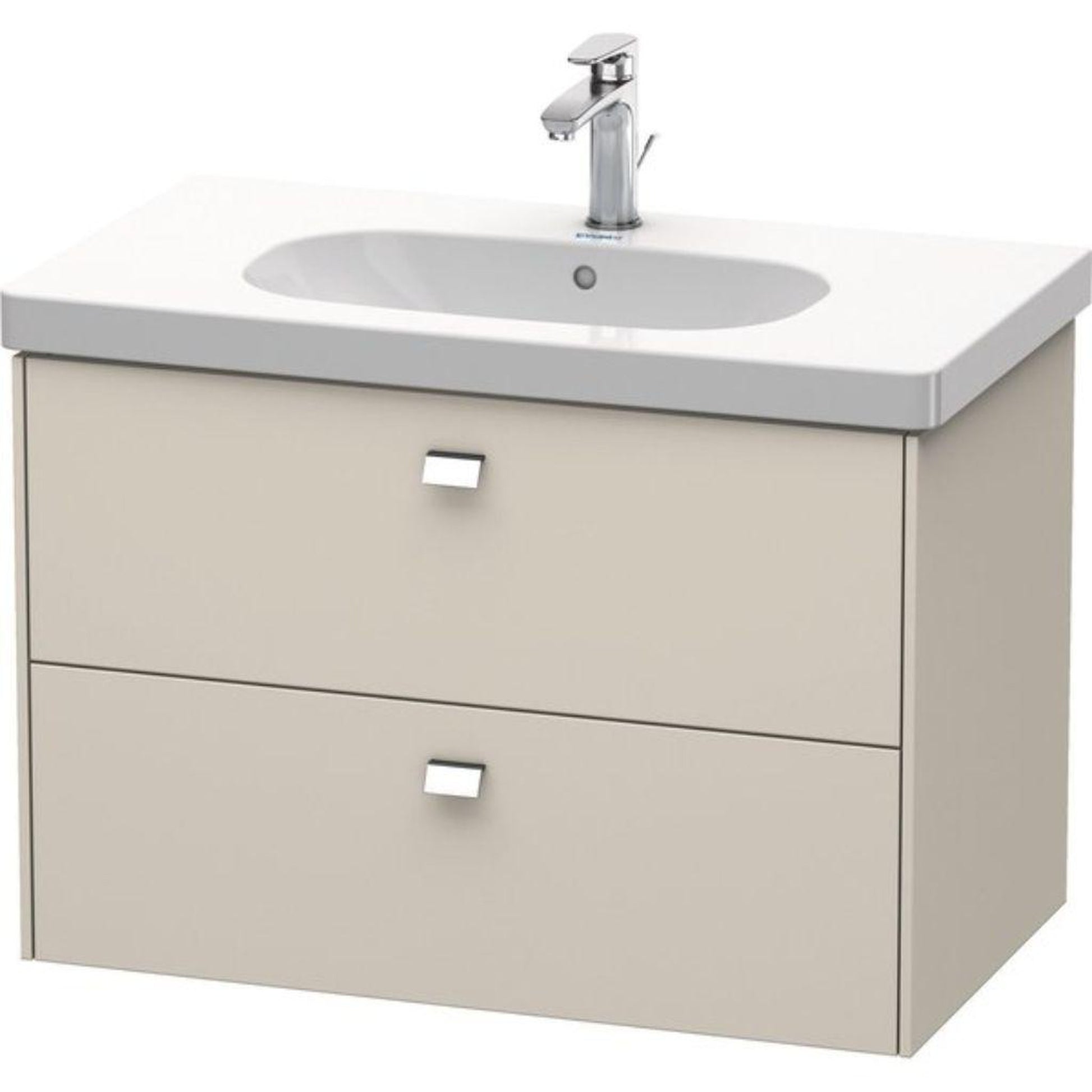 Duravit Brioso BR41460 32" x 22" x 18" Two Drawer Wall-Mount Vanity Unit in Taupe and Chrome Handle