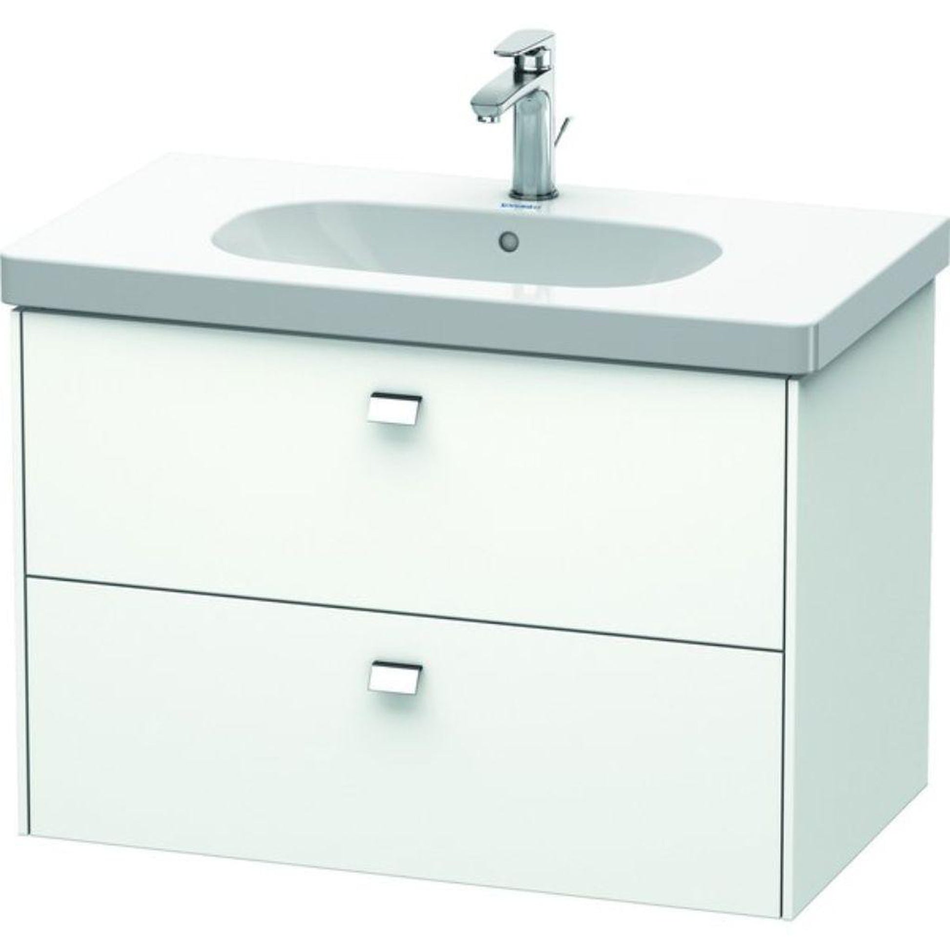 Duravit Brioso BR41460 32" x 22" x 18" Two Drawer Wall-Mount Vanity Unit in White Matt and Chrome Handle