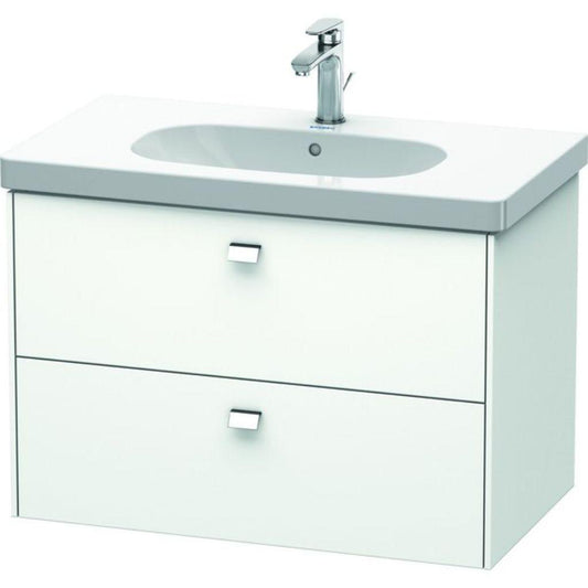 Duravit Brioso BR41460 32" x 22" x 18" Two Drawer Wall-Mount Vanity Unit in White Matt and Chrome Handle