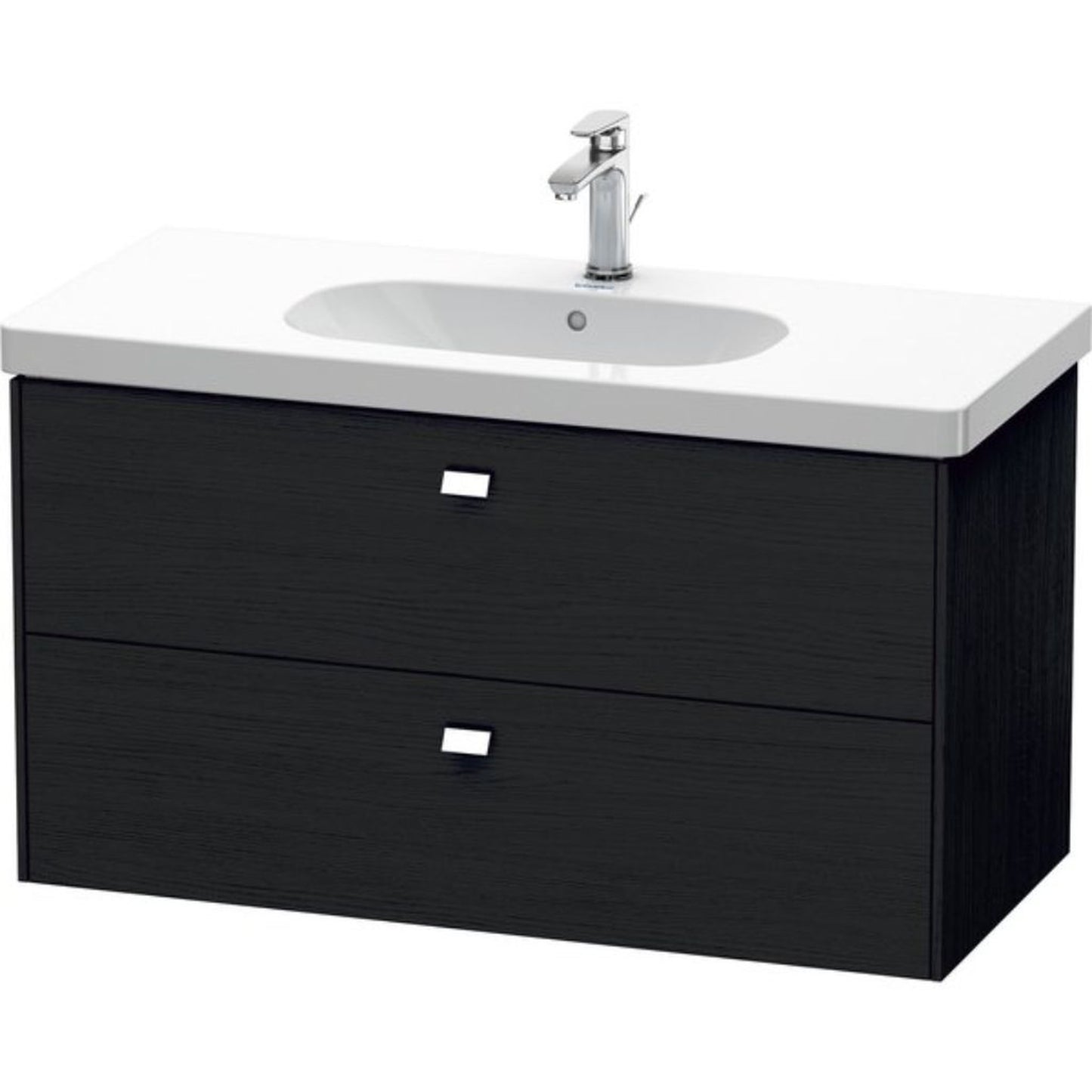 Duravit Brioso BR41470 40" x 22" x 18" Two Drawer Wall-Mount Vanity Unit in Black Oak and Chrome Handle