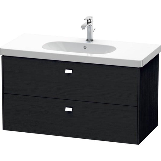 Duravit Brioso BR41470 40" x 22" x 18" Two Drawer Wall-Mount Vanity Unit in Black Oak and Chrome Handle