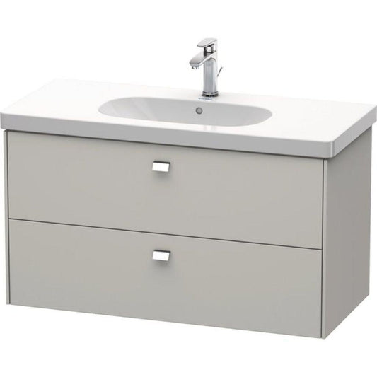 Duravit Brioso BR41470 40" x 22" x 18" Two Drawer Wall-Mount Vanity Unit in Concrete Grey Matt and Chrome Handle