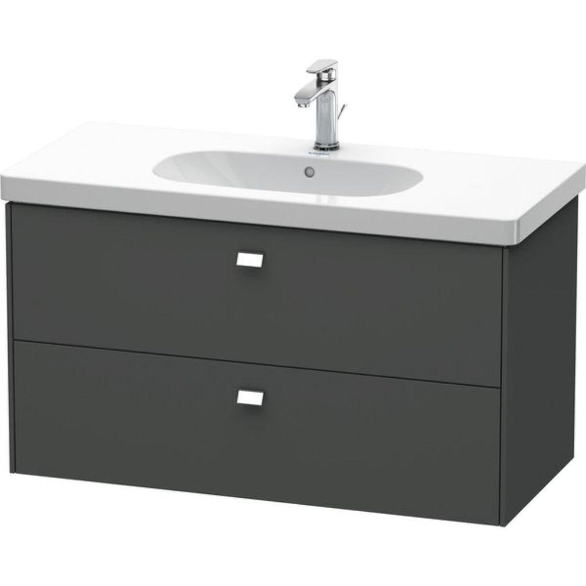 Duravit Brioso BR41470 40" x 22" x 18" Two Drawer Wall-Mount Vanity Unit in Graphite Matt and Chrome Handle