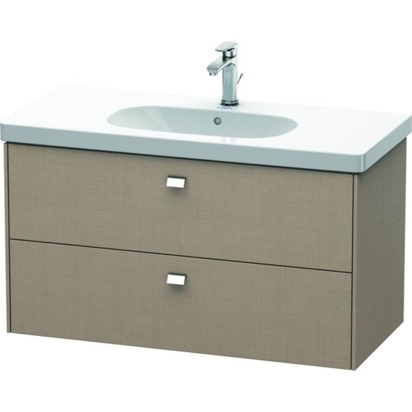 Duravit Brioso BR41470 40" x 22" x 18" Two Drawer Wall-Mount Vanity Unit in Linen and Chrome Handle