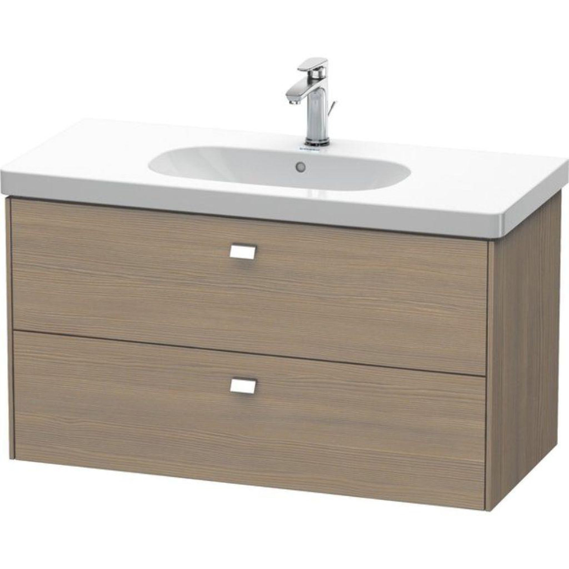 Duravit Brioso BR41470 40" x 22" x 18" Two Drawer Wall-Mount Vanity Unit in Oak Terra and Chrome Handle