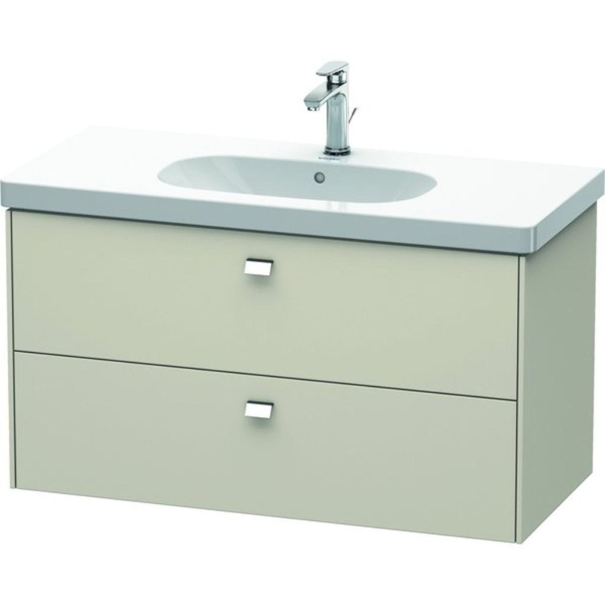 Duravit Brioso BR41470 40" x 22" x 18" Two Drawer Wall-Mount Vanity Unit in Taupe and Chrome Handle