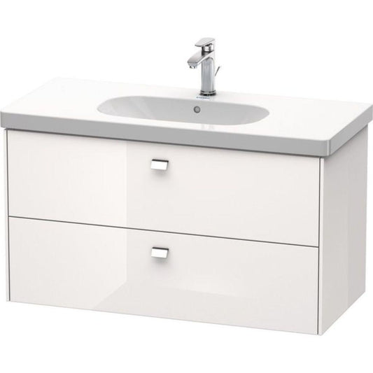 Duravit Brioso BR41470 40" x 22" x 18" Two Drawer Wall-Mount Vanity Unit in White High Gloss and Chrome Handle