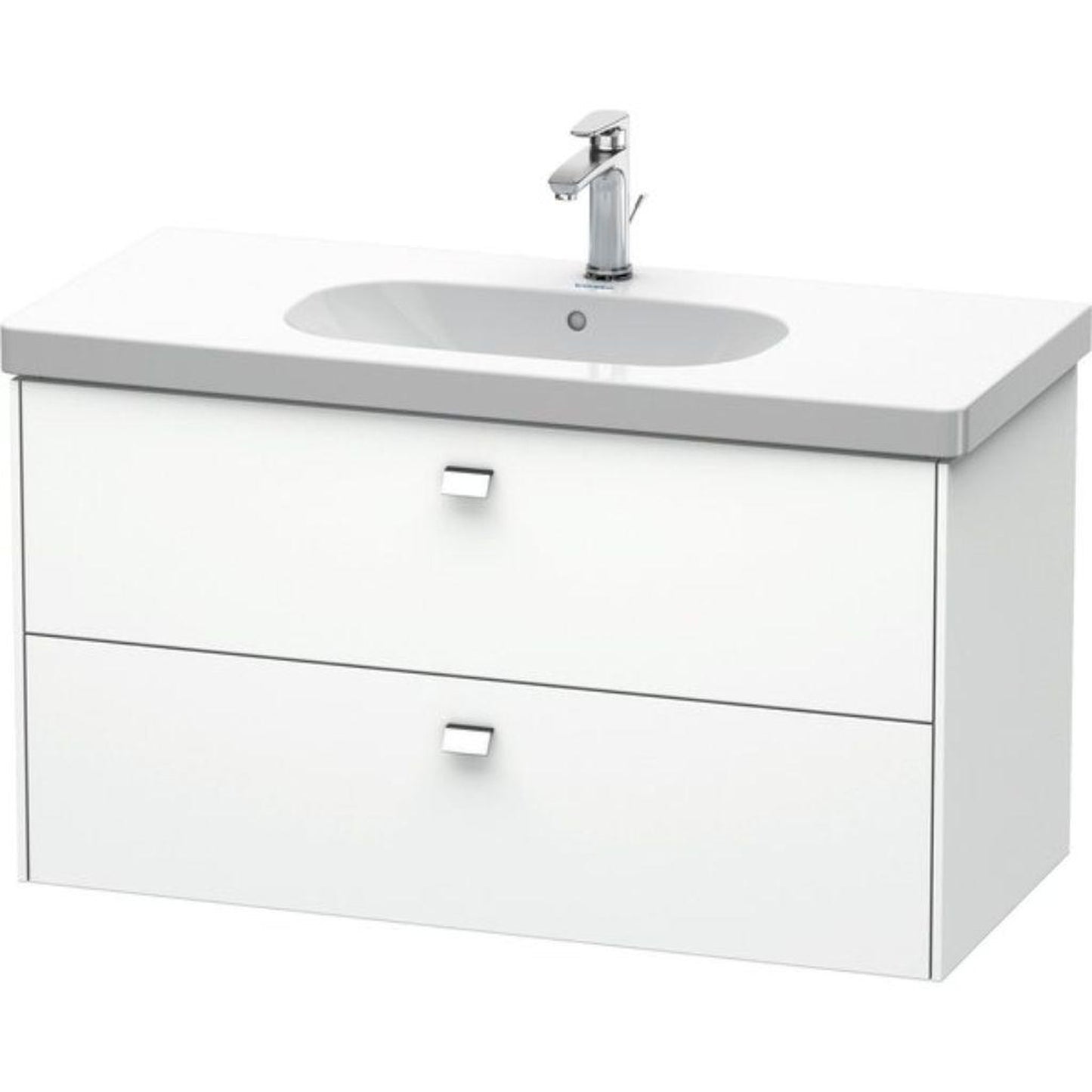 Duravit Brioso BR41470 40" x 22" x 18" Two Drawer Wall-Mount Vanity Unit in White Matt and Chrome Handle