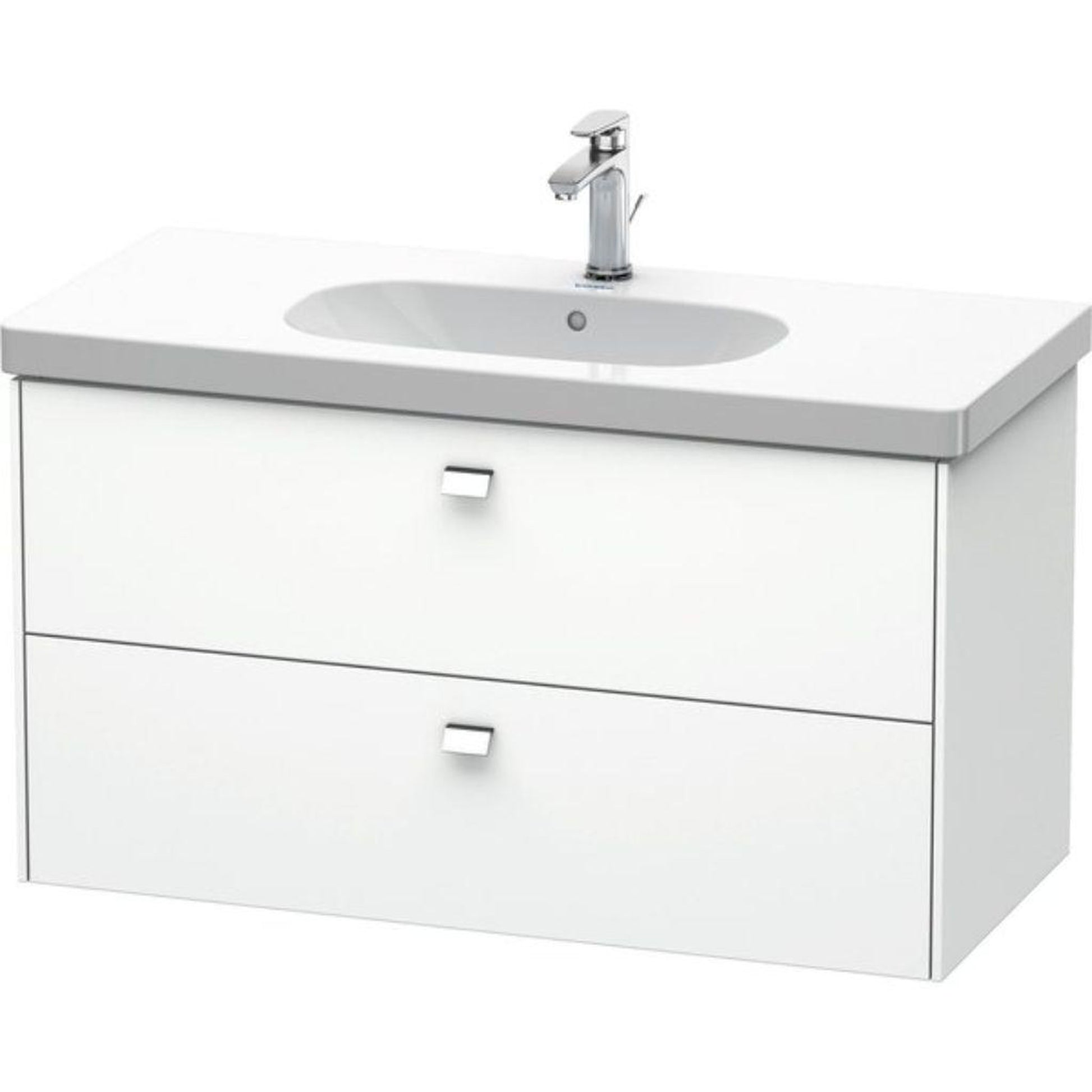 Duravit Brioso BR41470 40" x 22" x 18" Two Drawer Wall-Mount Vanity Unit in White Matt and Chrome Handle