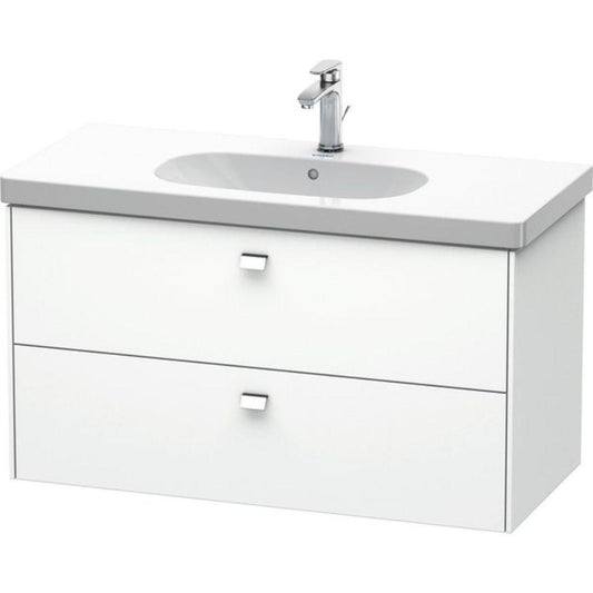 Duravit Brioso BR41470 40" x 22" x 18" Two Drawer Wall-Mount Vanity Unit in White Matt and Chrome Handle