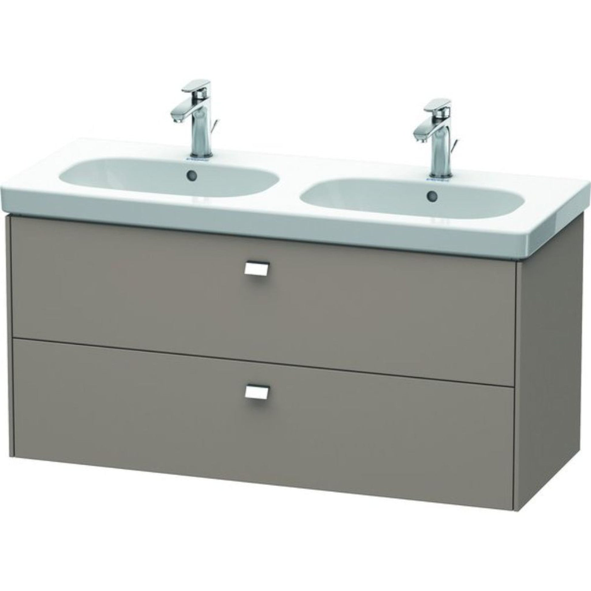 Duravit Brioso BR41480 46" x 22" x 18" Two Drawer Wall-Mount Vanity Unit in Basalt Matt and Chrome Handle