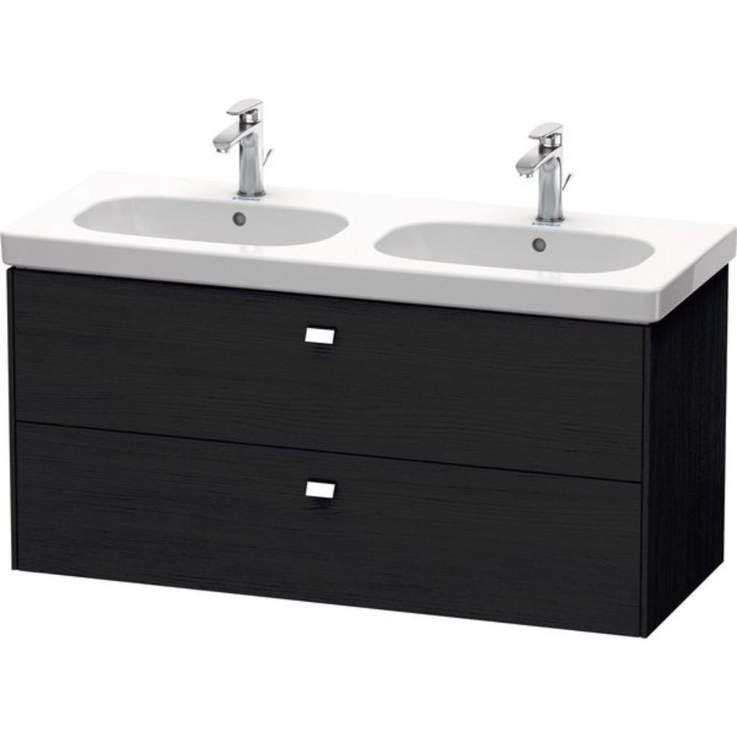 Duravit Brioso BR41480 46" x 22" x 18" Two Drawer Wall-Mount Vanity Unit in Black Oak and Chrome Handle